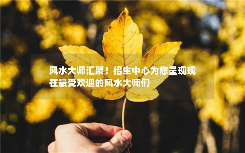 风水大师汇聚！招生中心为您呈现现在最受欢迎的风水大师们