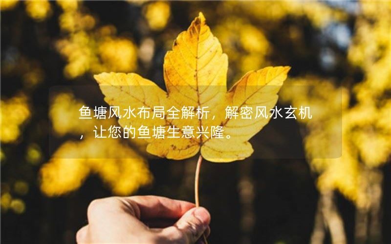 鱼塘风水布局全解析，让您的鱼塘生意兴隆